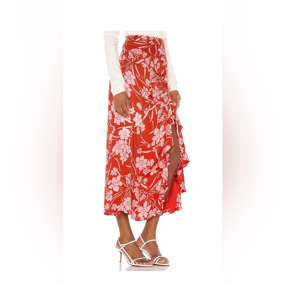 NWOT Song of Style Zahir Midi Skirt in Red Dahalia | Size Medium - Picture 4 of 7